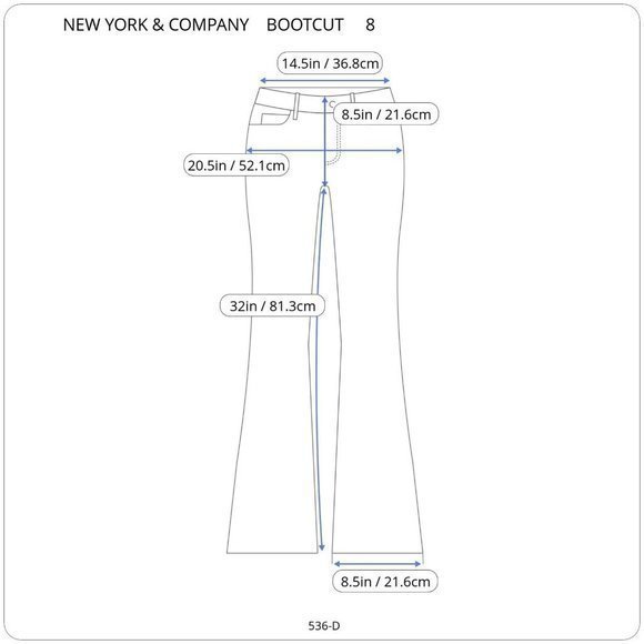 New York & Company NY&C Low Rise Bootcut Curvy Jeans Stretch 8 x 32 Average - Picture 3 of 9